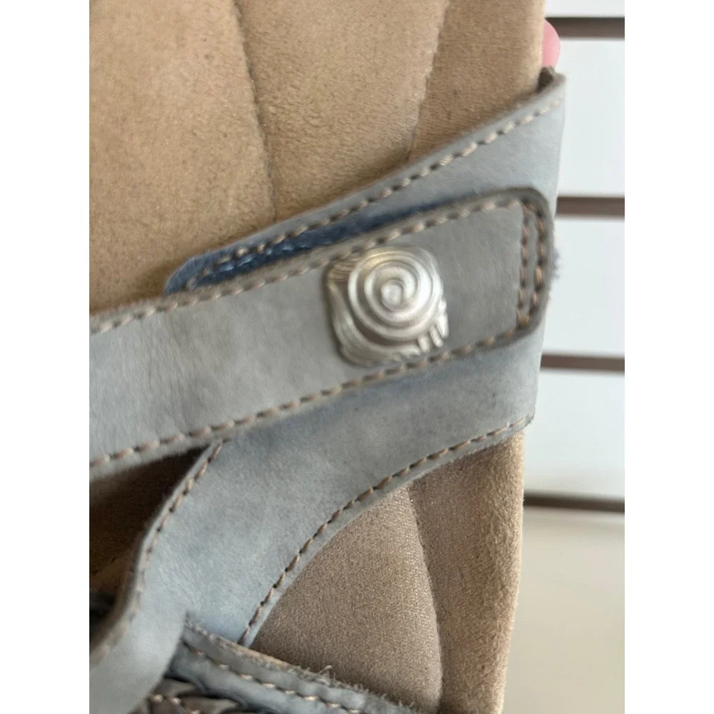 Earth Origins Bosk‎ Brent Leather Adjustable Comfort Slide Sandals Pearl Blue 9M - Picture 8 of 10